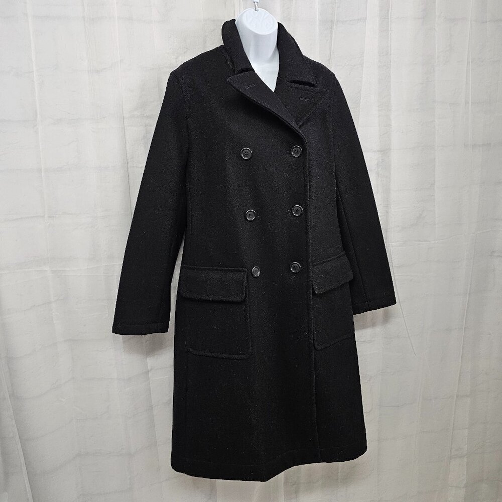 Vintage J. Crew Black Pea Car Coat Wool Blend Preppy Military Winter M - Picture 7 of 15